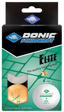 Imagen de Pelotita Ping Pong Donic Elite 1 Estrella - Caja x 6 - 3 Blanca y 3 Naranja